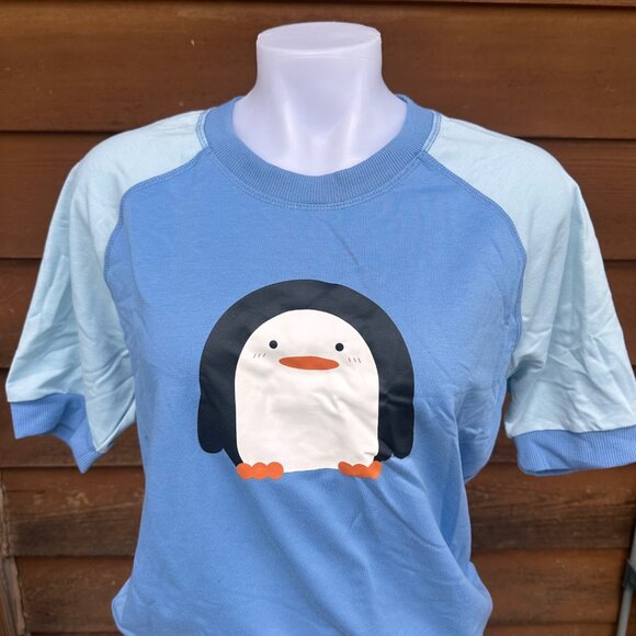 Lularoe Blue Penguin Baseball Tee Style Short Sleeve Shirt Size S - Picture 4 of 9